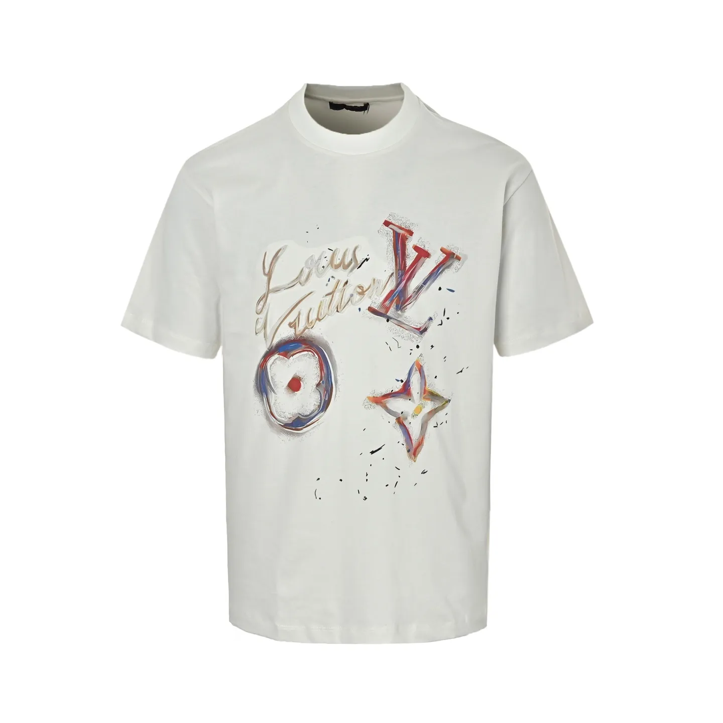 Louis Vuitton/Louis Vuitton oil painting handwritten signature embossed short sleeves